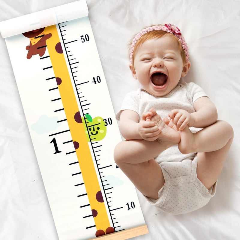Mibote Baby Growth Height Chart Handing Ruler Wall Decor for Kids, Canvas Removable Height Growth Chart 79" x 7.9" (Giraffe) - Image 3